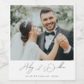 Elegante Minimalistische Skripttypografie-Hochzeit Weinetikett (Einzelnes Label)