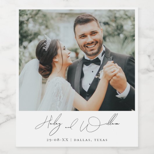 Elegante Minimalistische Skripttypografie-Hochzeit Weinetikett (Einzelnes Label)