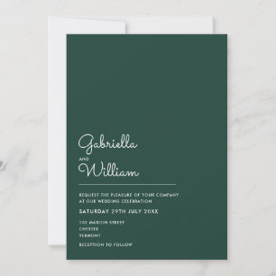Elegante minimalistische Smaragd-Hochzeit Einladung