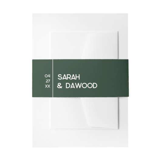 Elegante Minimalistische Smaragdgrüne Weiße Hochze Einladungsbanderole (Vorderseite Beispiel)