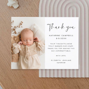 Elegante minimalistische Taufe   Babyshower Danke  Postkarte