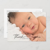 Elegante Minimalistische Taufe Danke Postcard Postkarte (Vorne/Hinten)