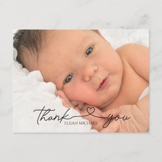 Elegante Minimalistische Taufe Danke Postcard Postkarte (Vorderseite)