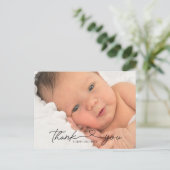 Elegante Minimalistische Taufe Danke Postcard Postkarte (Stehend Vorderseite)