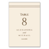 Elegante Minimalistische Taupe Hochzeit Tischnummer (Vorderseite)