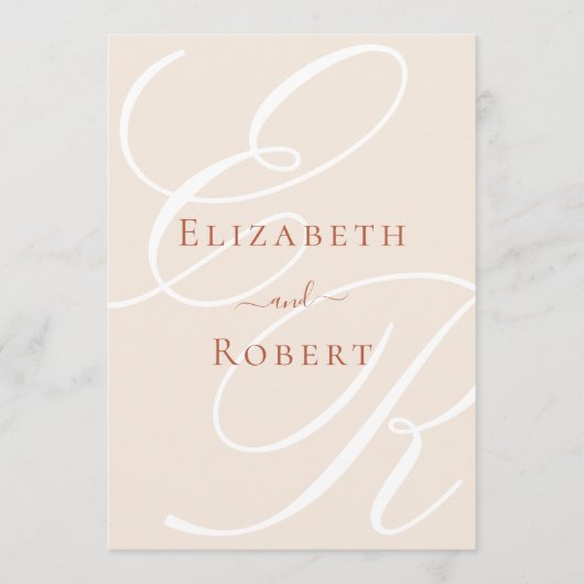 Elegante Minimalistische Terracotta Monogram Weddi Programm (Vorderseite)