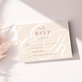 Elegante Minimalistische Terracotta Monogram Weddi RSVP Karte