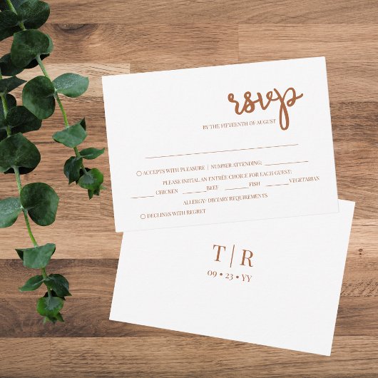 Elegante Minimalistische Terracotta Wedding RSVP Karte