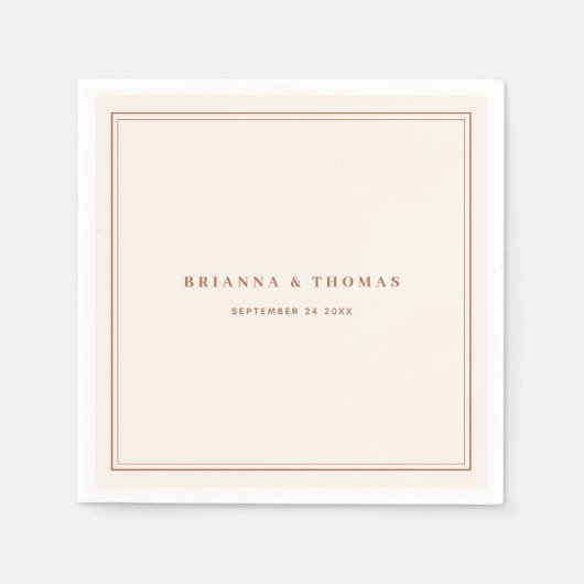 Elegante Minimalistische Terracotta Wedding Serviette (Vorderseite)