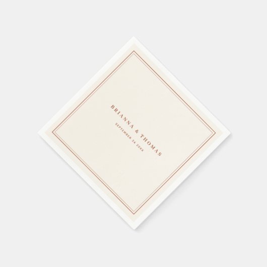Elegante Minimalistische Terracotta Wedding Serviette (Ecke)