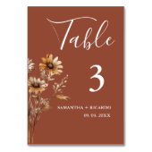 Elegante Minimalistische Terracotta-Wildblume Hoch Tischnummer (Rückseite)