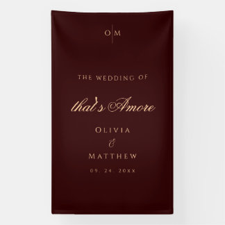 Elegante minimalistische tiefe Wein-Hochzeitsbegrü Banner