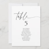 Elegante minimalistische Tischnummer-Sitzplan-Kart (Vorderseite)