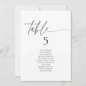Elegante minimalistische Tischnummer-Sitzplan-Kart (Rückseite)