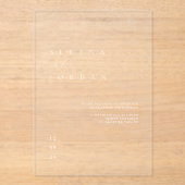 Elegante Minimalistische, transparente Hochzeit Acryleinladungen (Vorderseite)