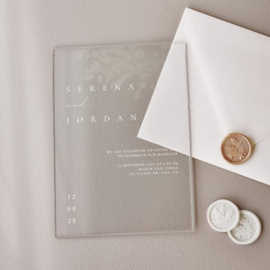 Elegante Minimalistische, transparente Hochzeit Acryleinladungen