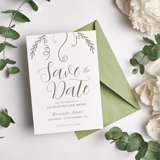 Elegante Minimalistische Tropische Herbstlaube Hoc Save The Date