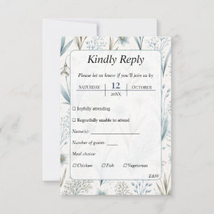 Elegante minimalistische türkisfarbene nordische B RSVP Karte