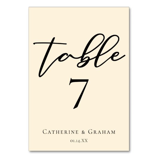 Elegante Minimalistische Typografie-Hochzeit in El Tischnummer (Vorderseite)