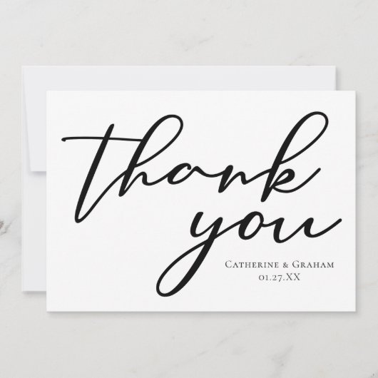 Elegante Minimalistische Typografie Hochzeit Perso Dankeskarte (Vorderseite)