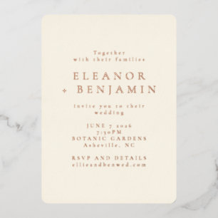Elegante Minimalistische Typografie Rose Gold Wedd Folieneinladung