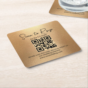 elegante minimalistische uAwg qr-Code Hochzeit gol Rechteckiger Pappuntersetzer