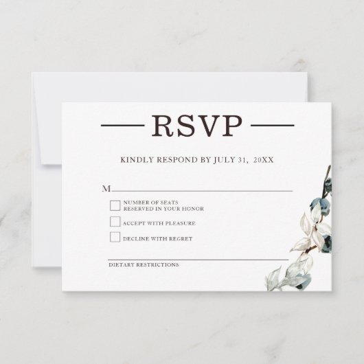 Elegante minimalistische UAWG-Response-Karte RSVP Karte (Vorderseite)