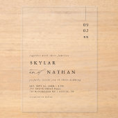 Elegante Minimalistische und preiswerte Hochzeit Acryleinladungen (Vorderseite)