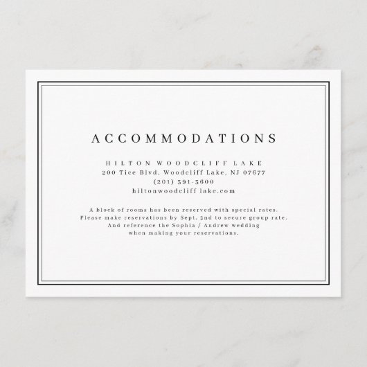 Elegante minimalistische Unterkünfte in Schwarz-We Begleitkarte (Vorderseite)