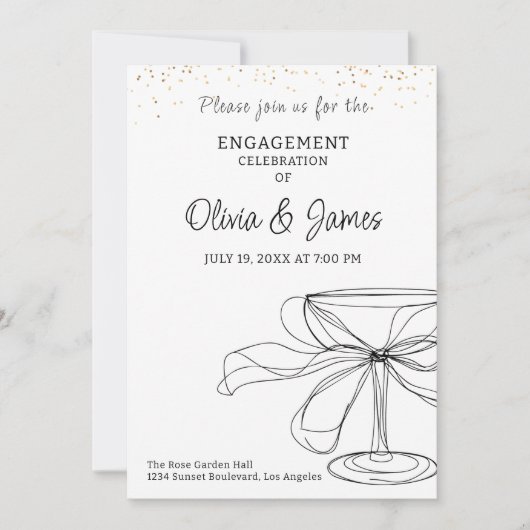 Elegante minimalistische Verlobung Einladung (Vorderseite)