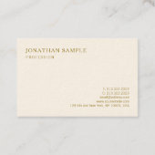 Elegante Minimalistische Visitenkarten Gold Text L Visitenkarte (Rückseite)