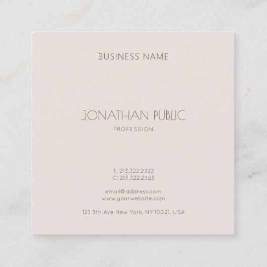 Elegante Minimalistische Vorlage Modernes Monogram Quadratische Visitenkarte (Rückseite)