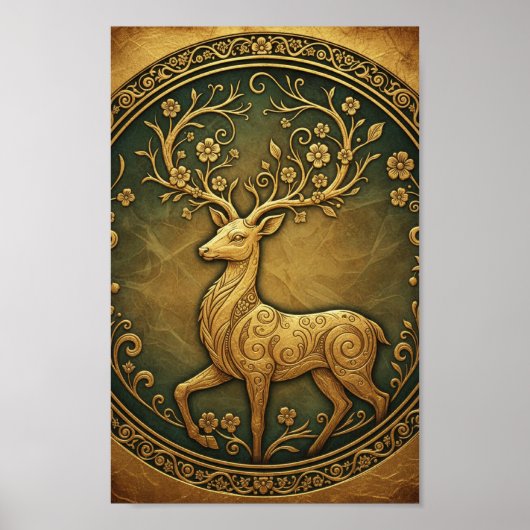 Elegante minimalistische Waldhirsch-Fine-Art  Poster (Vorne)