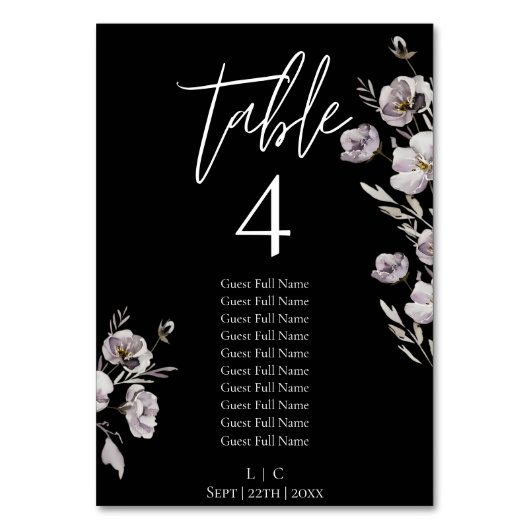 Elegante Minimalistische Wasserfarbe 10 Gäste Tischnummer (Vorderseite)