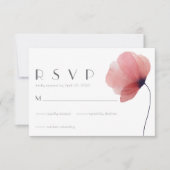 Elegante Minimalistische Wasserfarbe Mohnblüte Hoc RSVP Karte (Vorderseite)