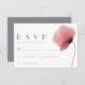 Elegante Minimalistische Wasserfarbe Mohnblüte Hoc RSVP Karte (Vorne/Hinten)