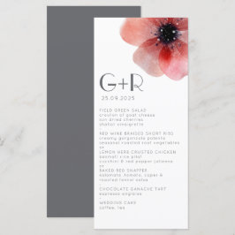 Elegante Minimalistische Wasserfarbe Poppy Gray Ho Menükarte