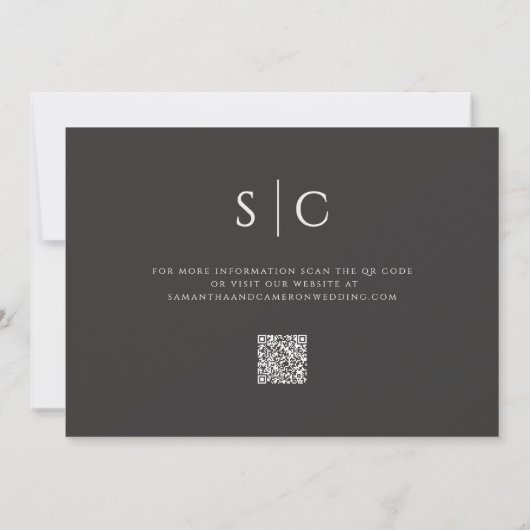 Elegante Minimalistische Wedding Monogram QR Soft  Save The Date (Rückseite)