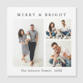 Elegante Minimalistische Weihnachten 3 FOTO Magnet (Vorderseite)