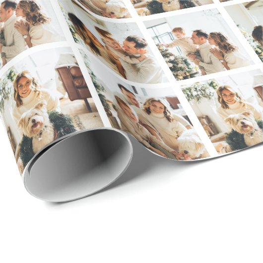 Elegante Minimalistische Weihnachten 4 Foto Collag Geschenkpapier (Rolleneckpunkt)