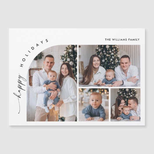 Elegante Minimalistische Weihnachten 4 FOTO Magnet (Vorderseite)