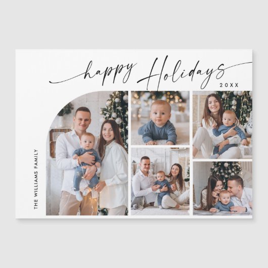 Elegante Minimalistische Weihnachten 5 FOTO Magnet (Vorderseite)