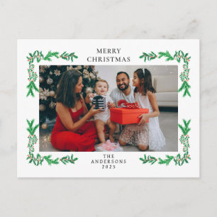 Elegante minimalistische Weihnachtsfamilienfoto mi Feiertagspostkarte