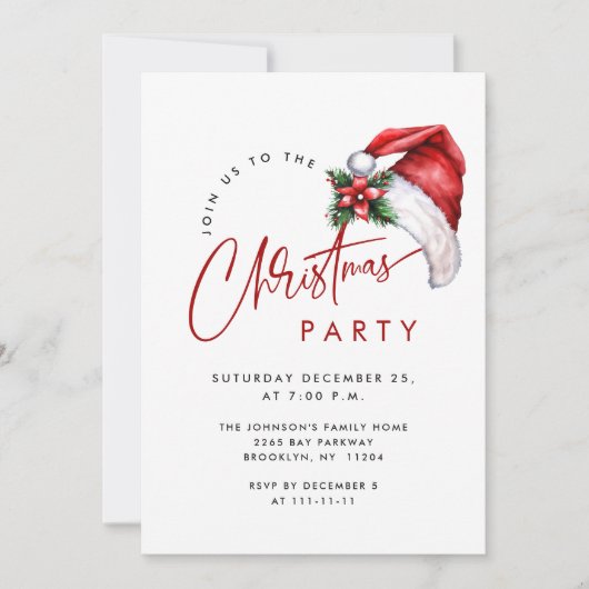 Elegante Minimalistische Weihnachtsfeier Einladung (Vorderseite)