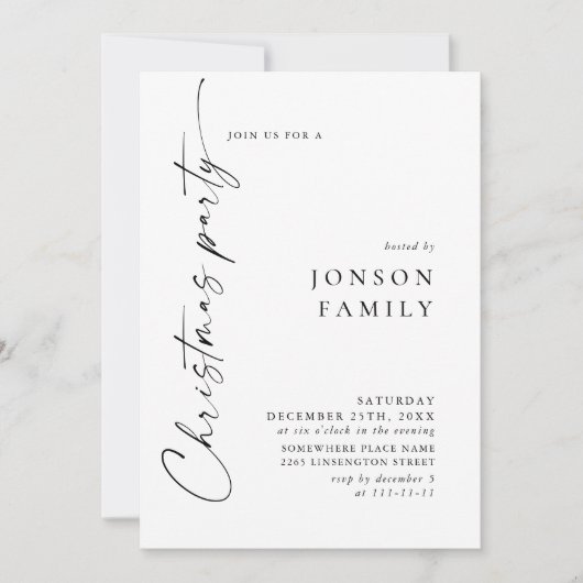 Elegante Minimalistische Weihnachtsfeier Einladung (Vorderseite)