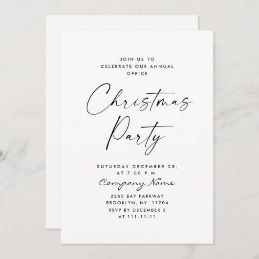 Elegante Minimalistische Weihnachtsfeier Einladung (Vorne/Hinten)