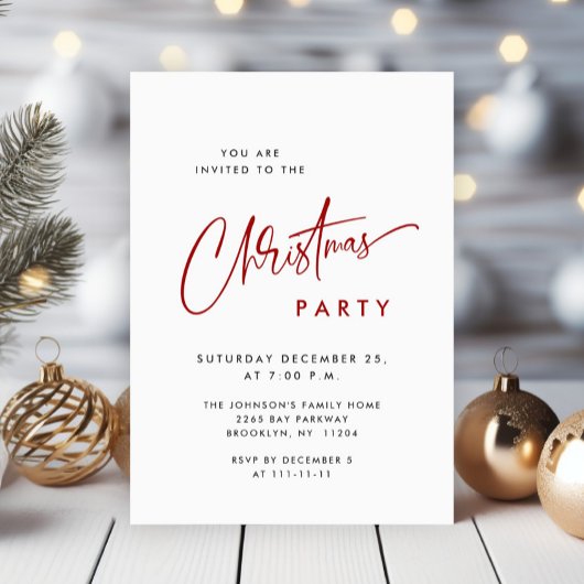 Elegante Minimalistische Weihnachtsfeier Einladung