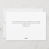 Elegante Minimalistische Weihnachtsgrüße Feiertagskarte (Rückseite)