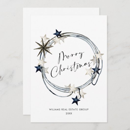 Elegante Minimalistische Weihnachtsgrüße Feiertagskarte (Vorne/Hinten)