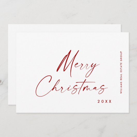 Elegante Minimalistische Weihnachtsgrüße Feiertagskarte (Vorne/Hinten)